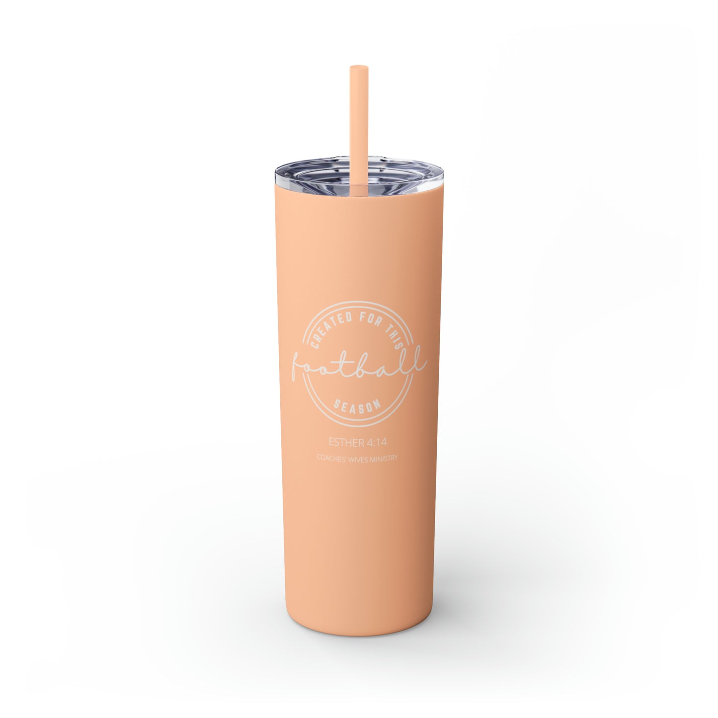 Created For This Season, Football, Skinny Tumbler with Straw, 20oz