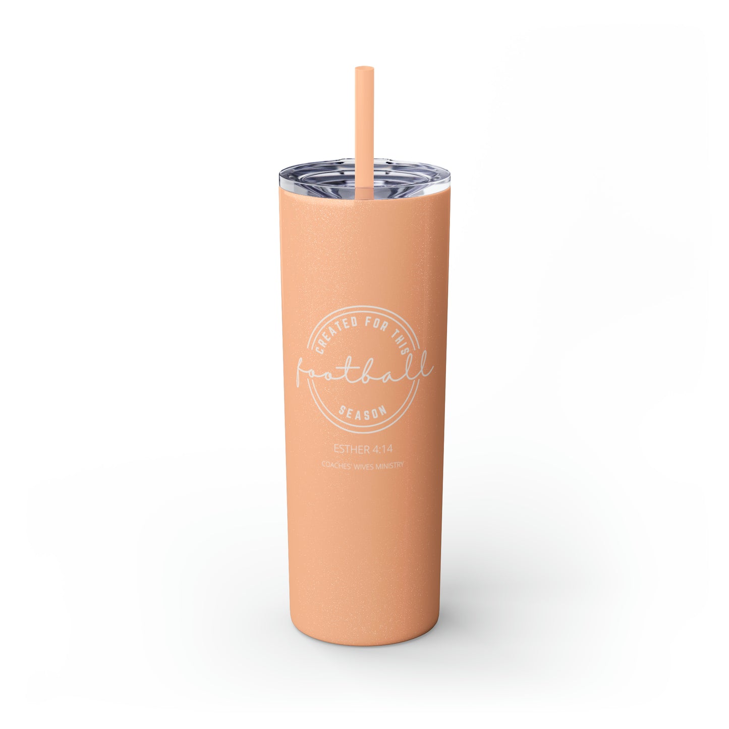 Created For This Season, Football, Skinny Tumbler with Straw, 20oz