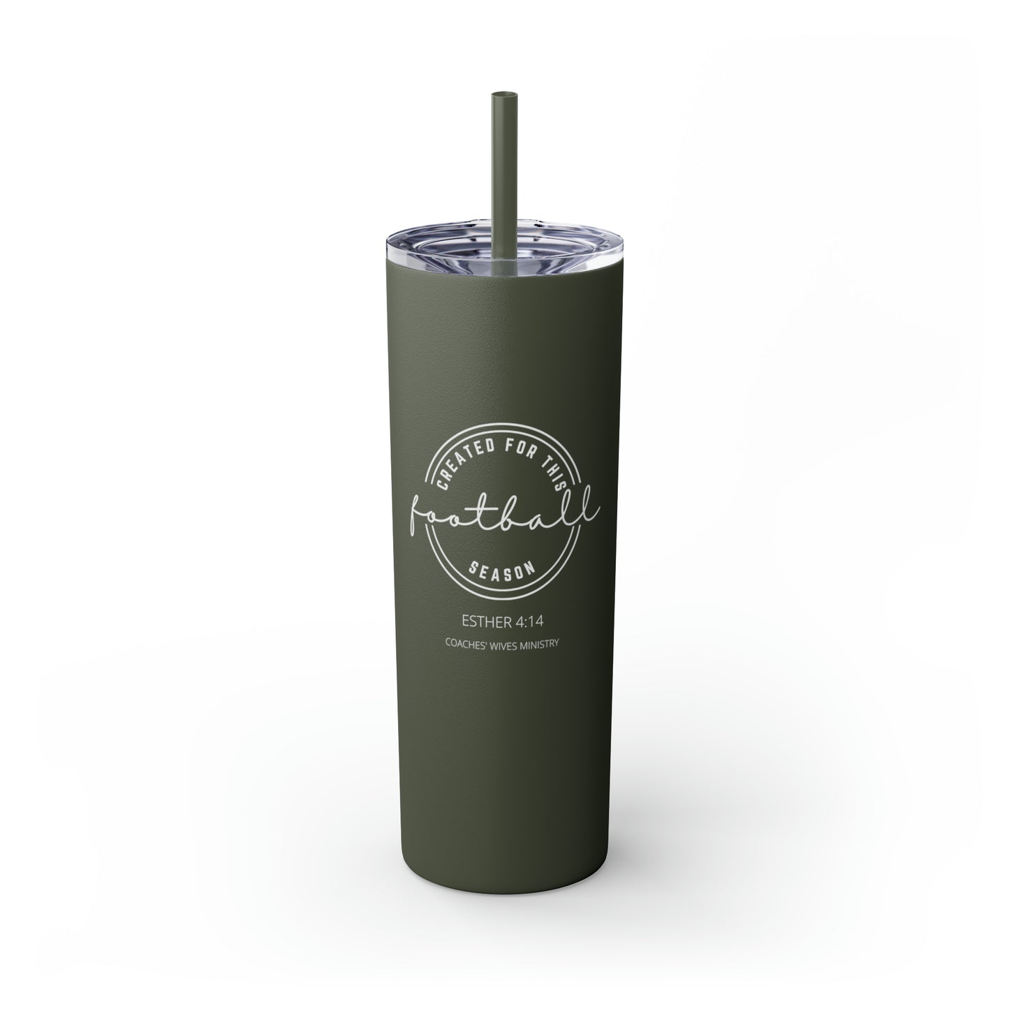 Created For This Season, Football, Skinny Tumbler with Straw, 20oz