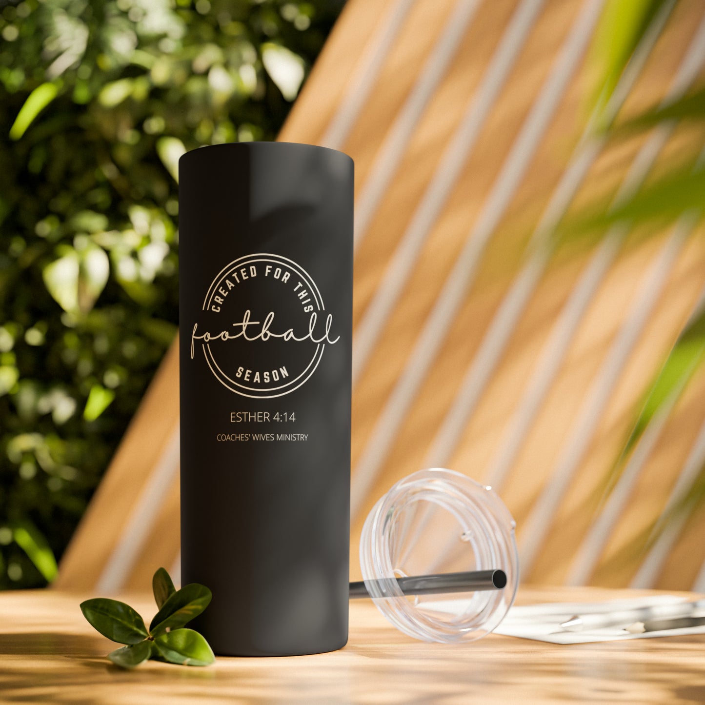 Created For This Season, Football, Skinny Tumbler with Straw, 20oz