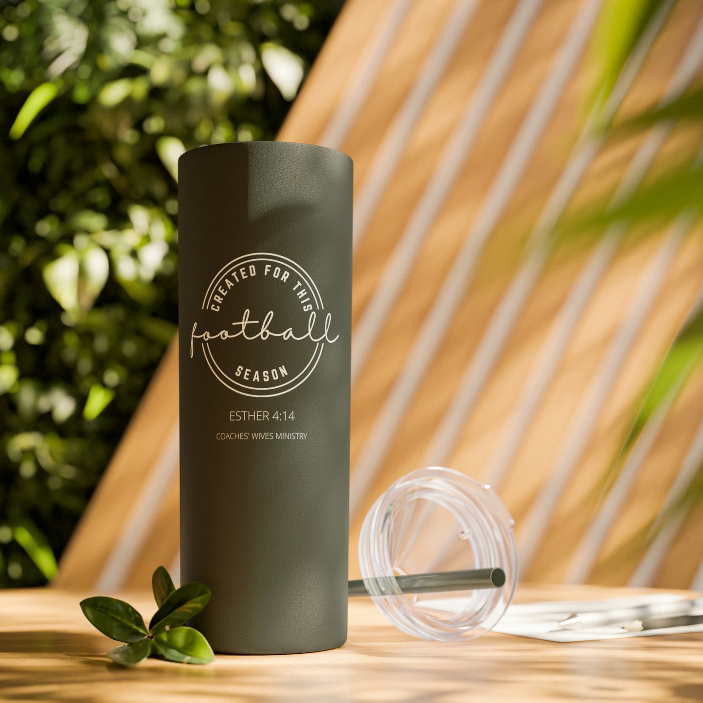 Created For This Season, Football, Skinny Tumbler with Straw, 20oz