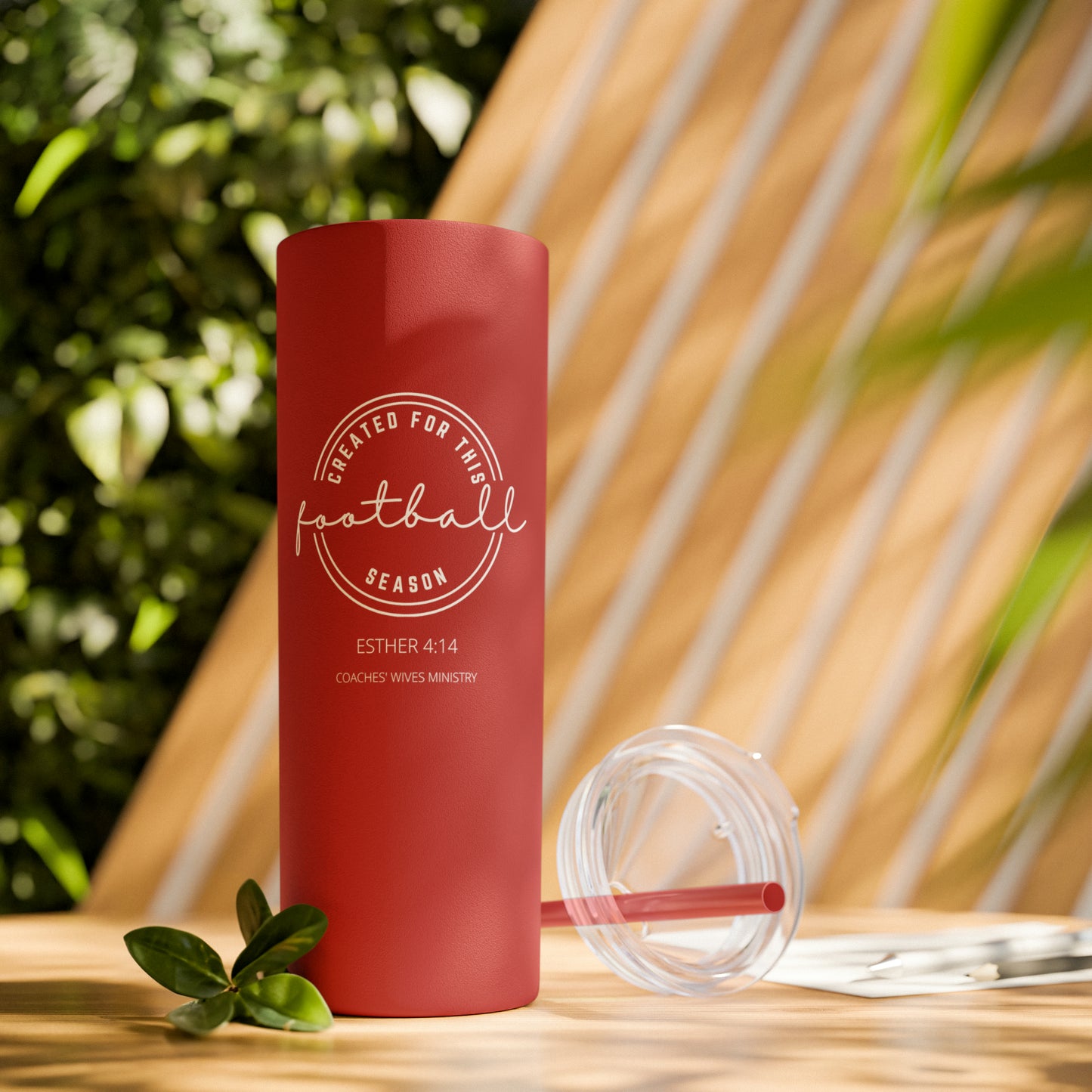 Created For This Season, Football, Skinny Tumbler with Straw, 20oz