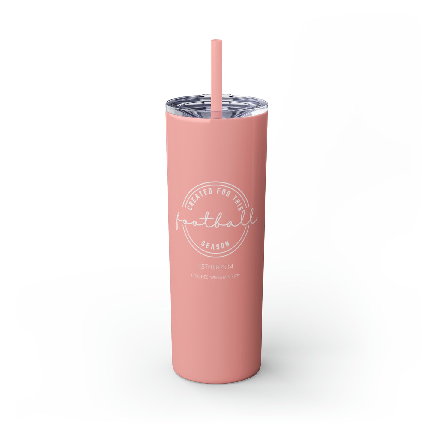 Created For This Season, Football, Skinny Tumbler with Straw, 20oz
