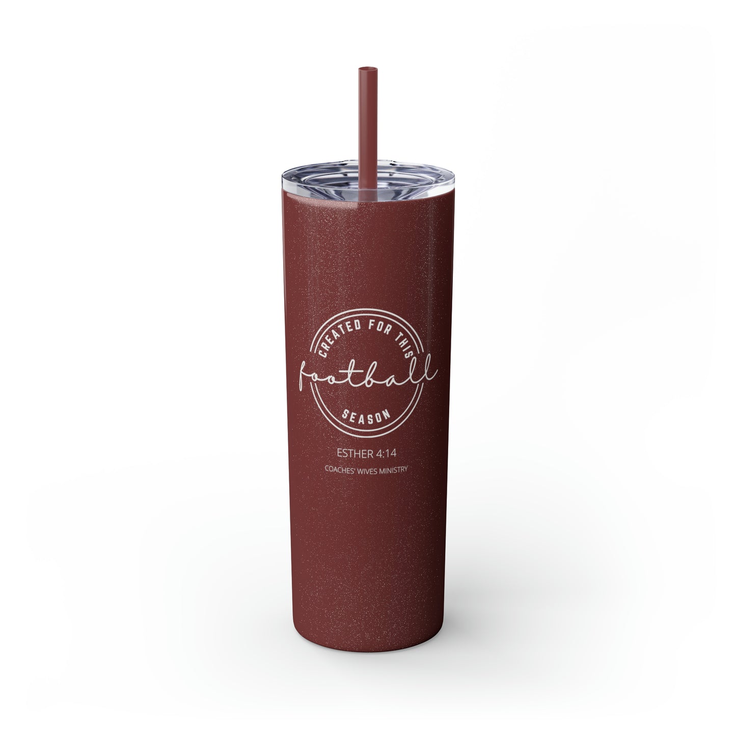 Created For This Season, Football, Skinny Tumbler with Straw, 20oz