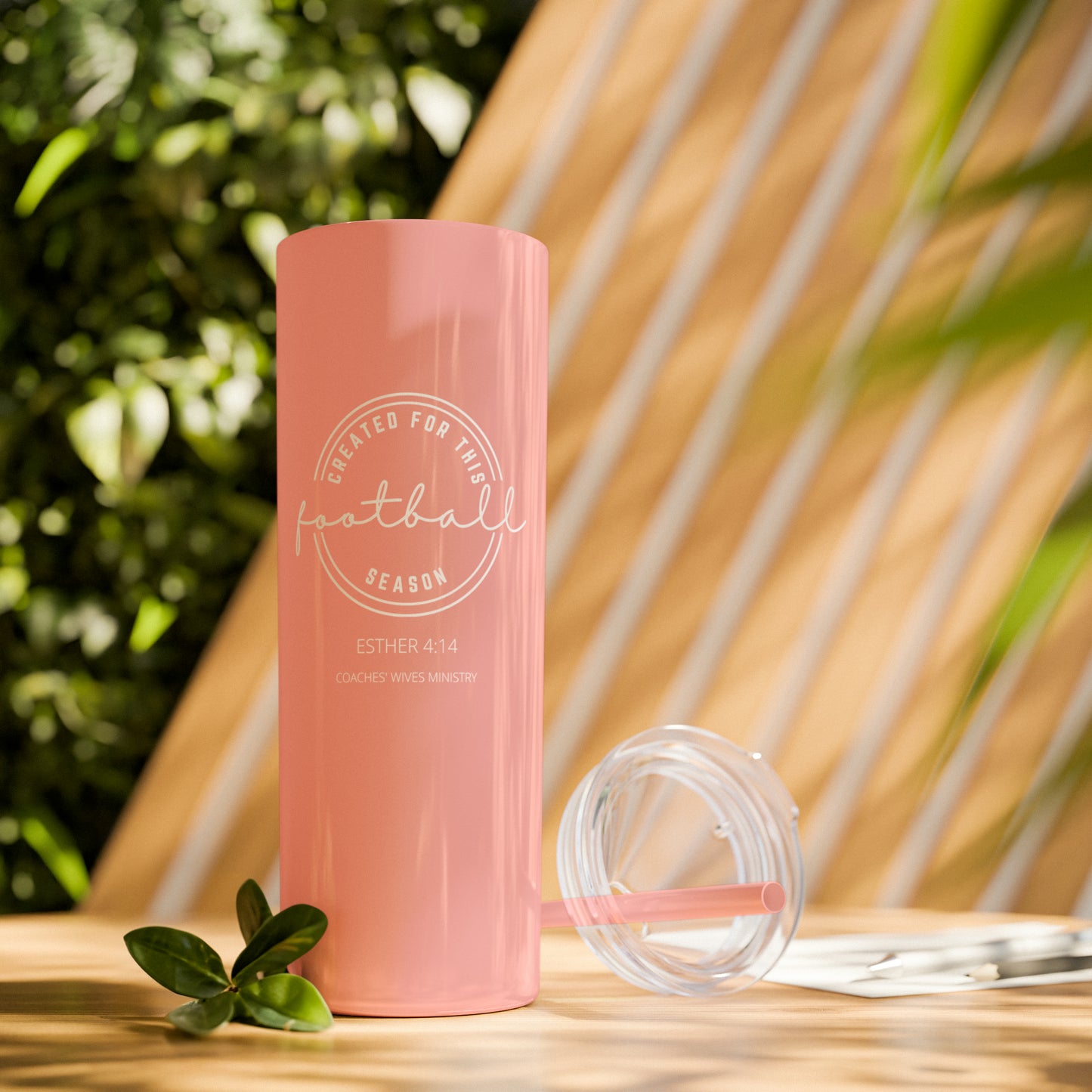 Created For This Season, Football, Skinny Tumbler with Straw, 20oz