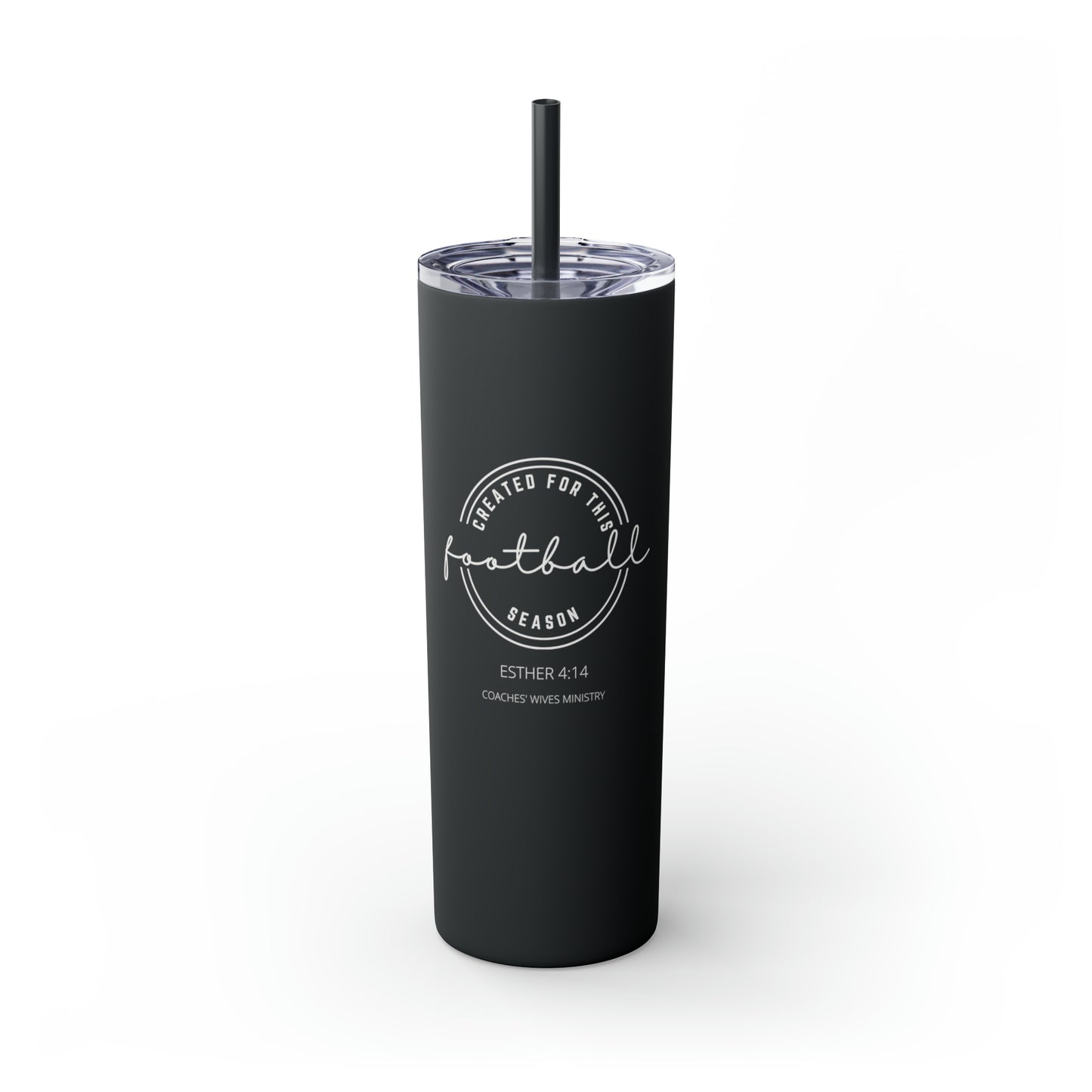 Created For This Season, Football, Skinny Tumbler with Straw, 20oz