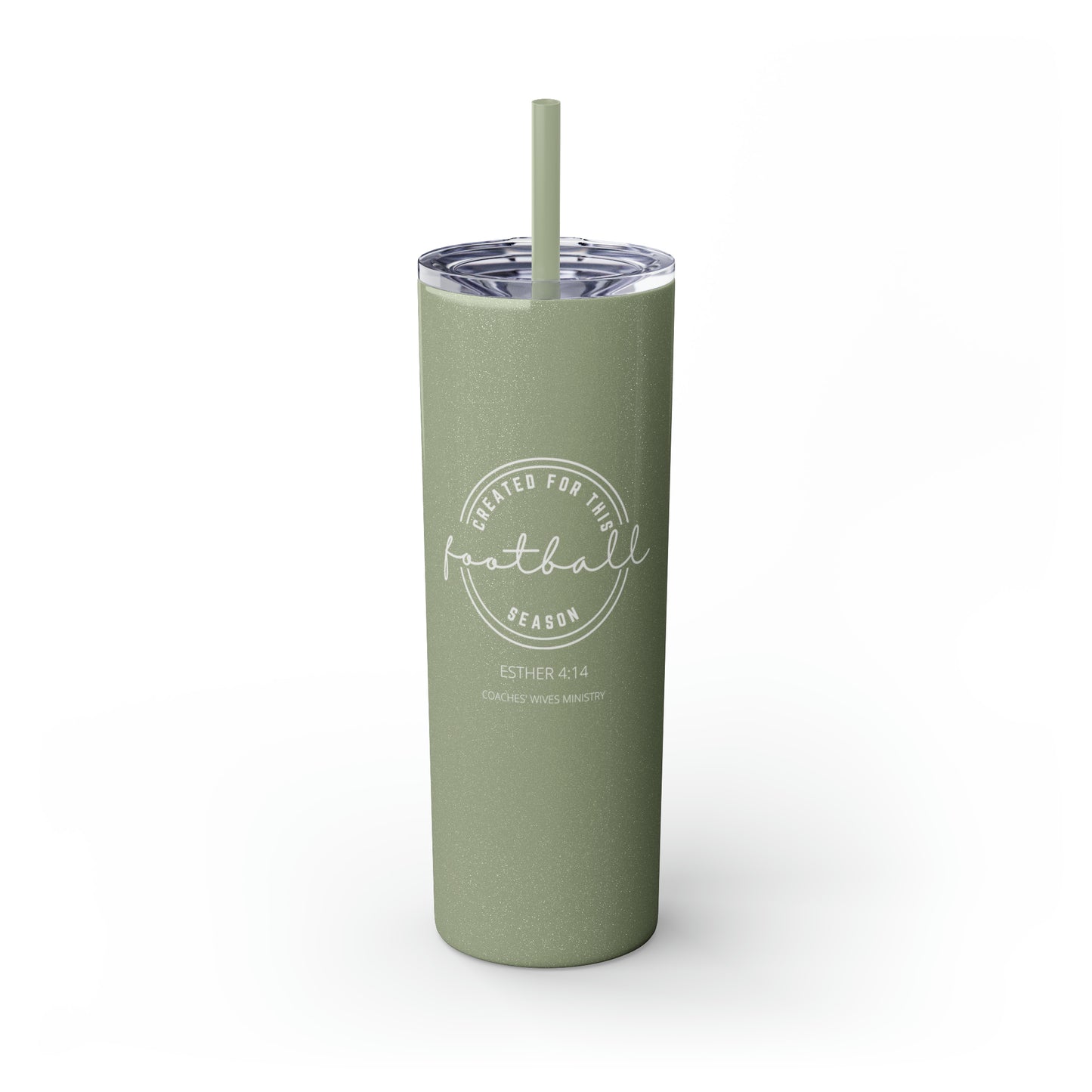 Created For This Season, Football, Skinny Tumbler with Straw, 20oz