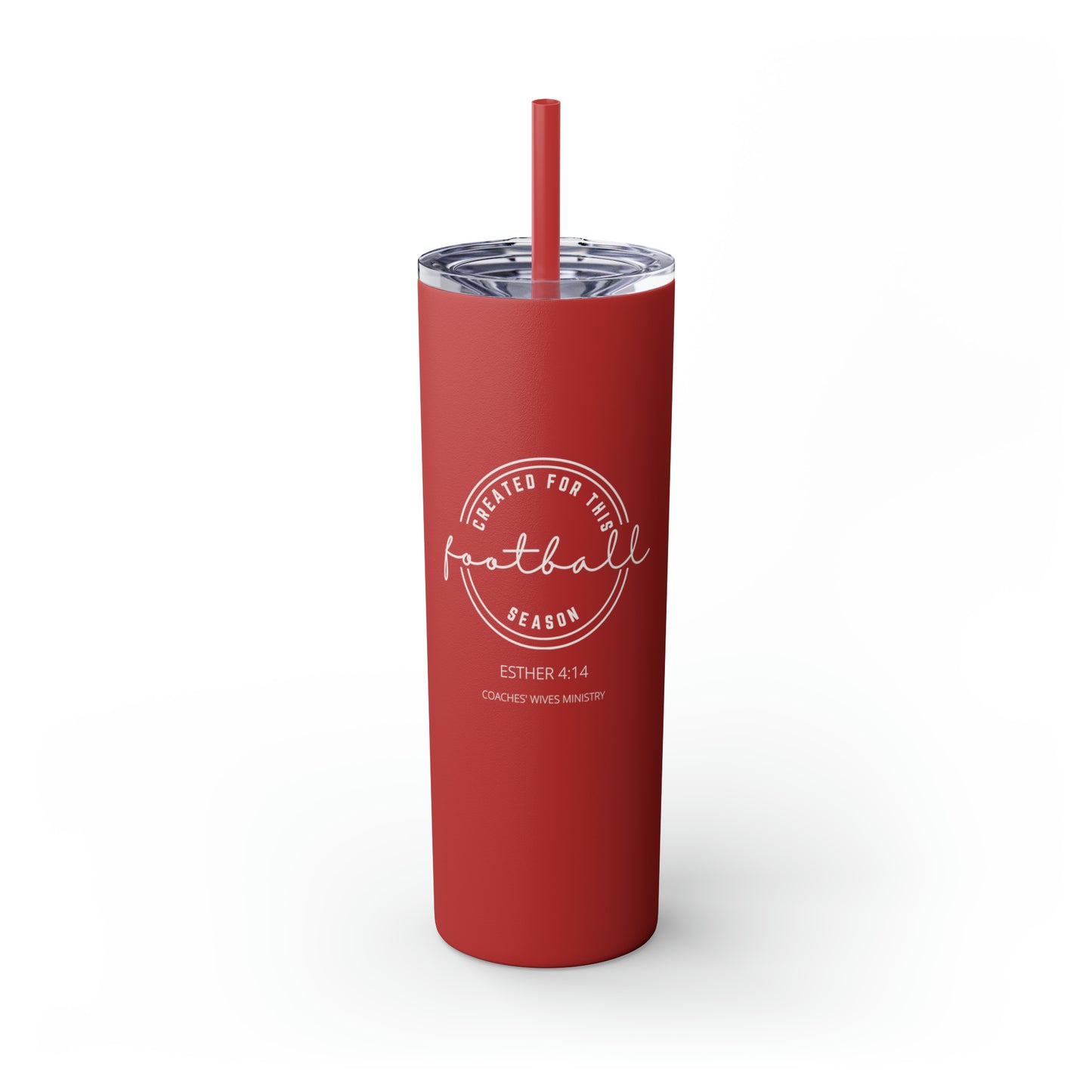 Created For This Season, Football, Skinny Tumbler with Straw, 20oz