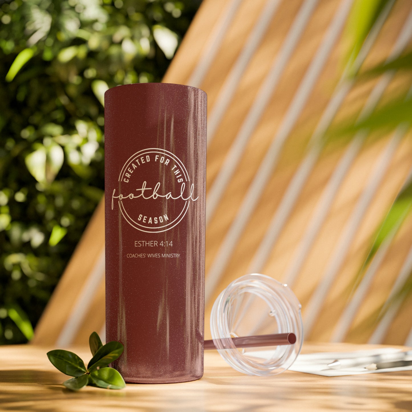 Created For This Season, Football, Skinny Tumbler with Straw, 20oz