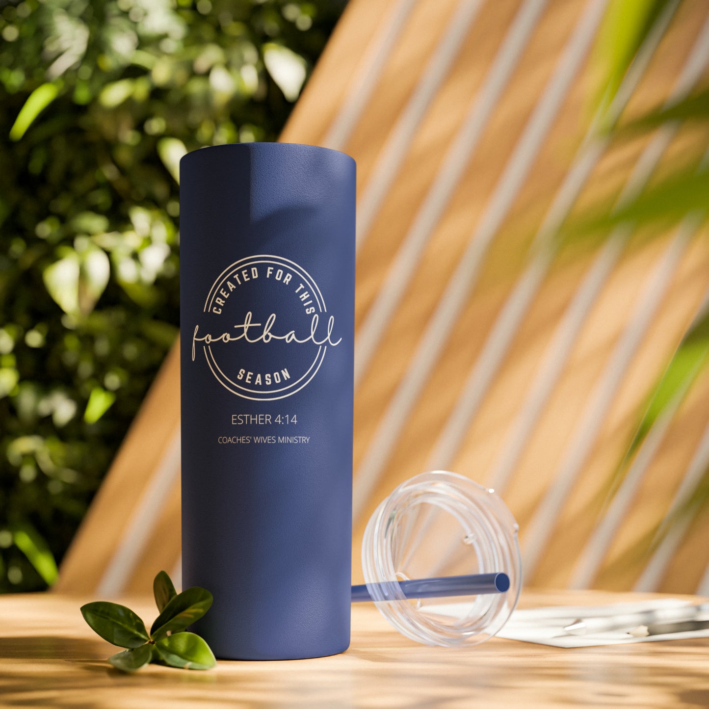 Created For This Season, Football, Skinny Tumbler with Straw, 20oz