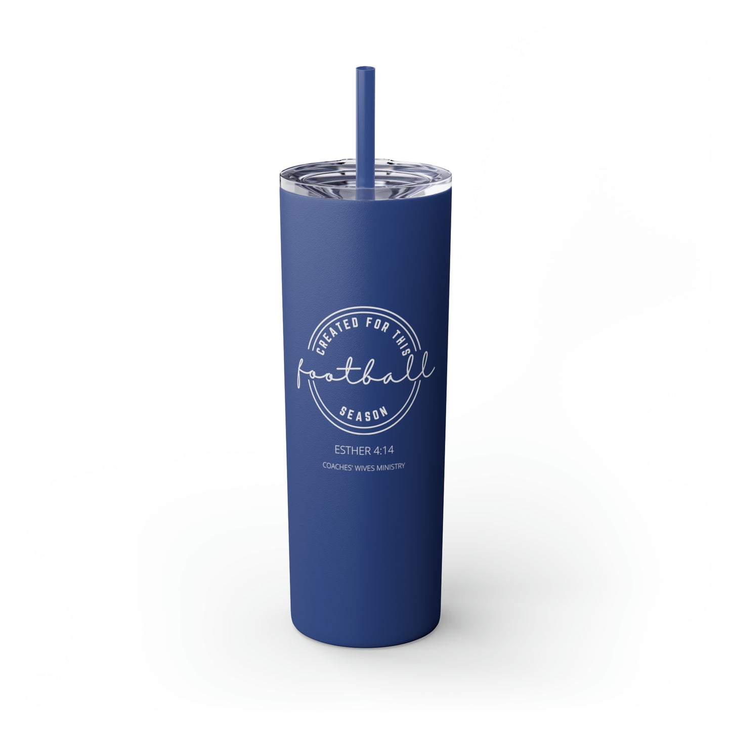 Created For This Season, Football, Skinny Tumbler with Straw, 20oz