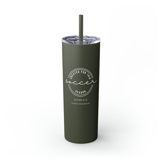 Created For This Season, Soccer, Skinny Tumbler with Straw, 20oz