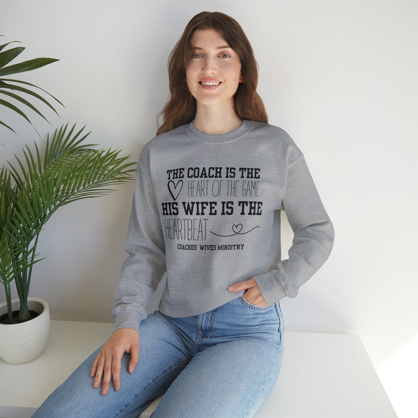 The Coach Is The Heart Of The Game, His Wife Is The Heartbeat Crewneck Sweatshirt