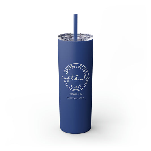 Created For This Season, Softball, Skinny Tumbler with Straw, 20oz