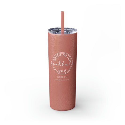 Created For This Season, Football, Skinny Tumbler with Straw, 20oz